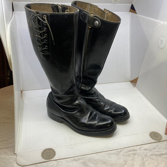 Vtg 1960 Canadian patrol police motorcycle biker uniform bluf mens boots sz 10.5 - Picture 2 of 7